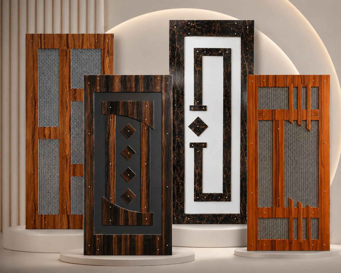 Bathroom door covered with washable bakelite sheet